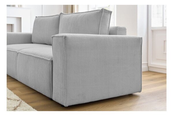 Világosszürke kordbársony kinyitható kanapé 245 cm Nihad – Bobochic Paris