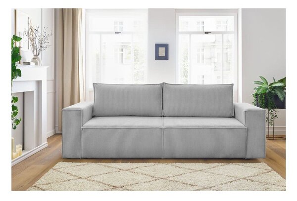 Világosszürke kordbársony kinyitható kanapé 245 cm Nihad – Bobochic Paris