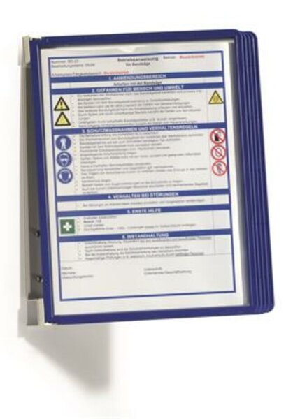 Bemutatótábla tartó, fali, 5 db bemutatótáblával, DURABLE VARIO&reg; WALL 5, sötétkék (DB555107)
