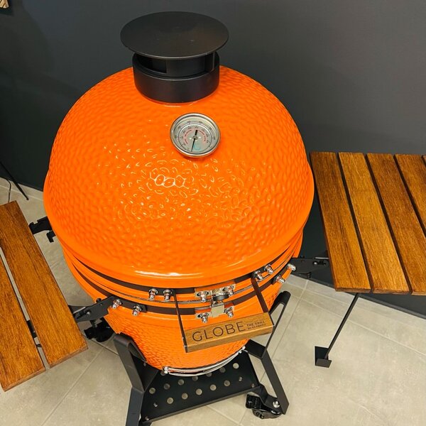 GLOBE XL Kamado -Narancs színben - Kerámia Légkeveréses Faszenes Grillsütő - BBQ