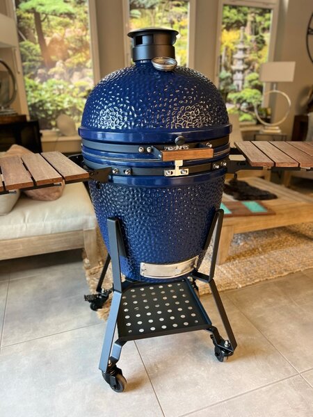 GLOBE XL Kamado Kerámia Légkeveréses Faszenes Grillsütő Kék színben BBQ