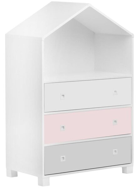 Konsimo Sp. z o.o. Sp. k. Gyermek szekrény MIRUM 126x80 cm fehér/szürke/rózsaszín KO0009