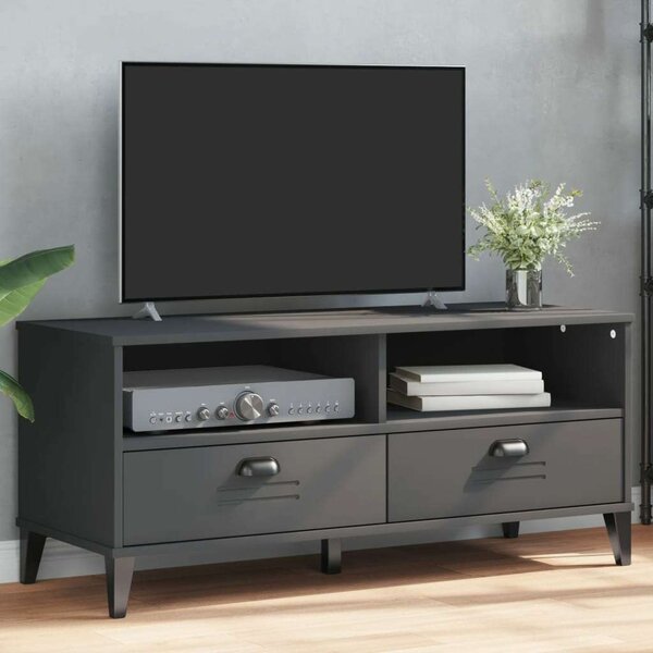 VidaXL VIKEN TV Szekrény - Tömör Fenyőfa - Antracit Szürke - 106cm