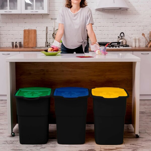 Szemétkosár szelektív hulladékgyűjtésre Eco 3 Master 50 l BLACK, 3 db