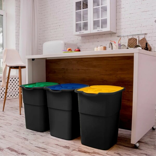 Szemétkosár szelektív hulladékgyűjtésre Eco 3 Master 50 l BLACK, 3 db