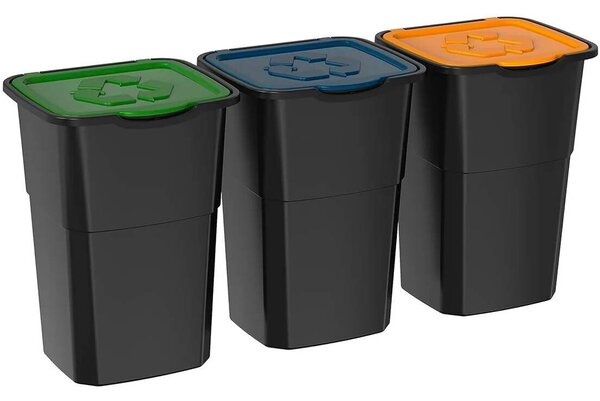 Szemétkosár szelektív hulladékgyűjtésre Eco 3 Master 50 l BLACK, 3 db