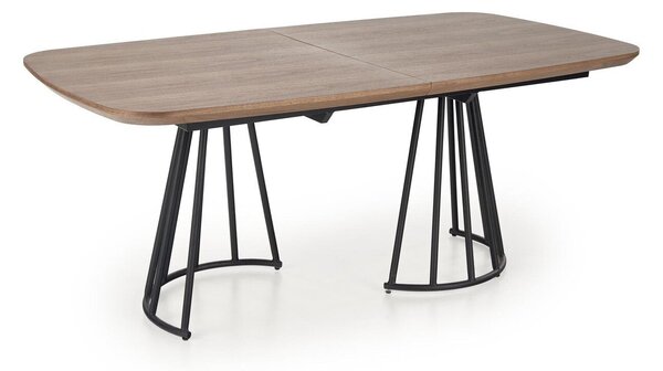 Asztal Houston 1439, Fekete, Dió, 76x100x180cm, Hosszabbíthatóság, Közepes sűrűségű farostlemez, Fém