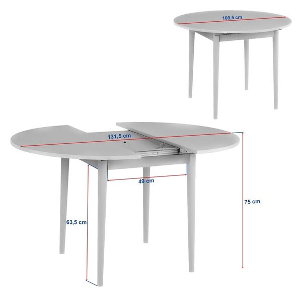 Kerek bővíthető étkezőasztal hosszabbító asztallappal diófa dekorral ø 100 cm Viona – Kalune Design