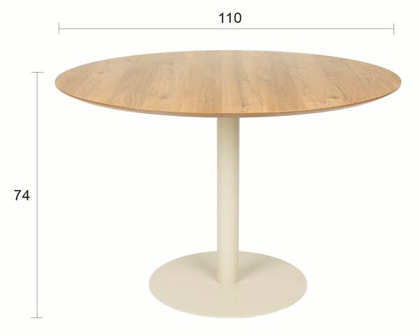 Kerek étkezőasztal tölgyfa dekoros asztallappal ø 110 cm Steven – White Label