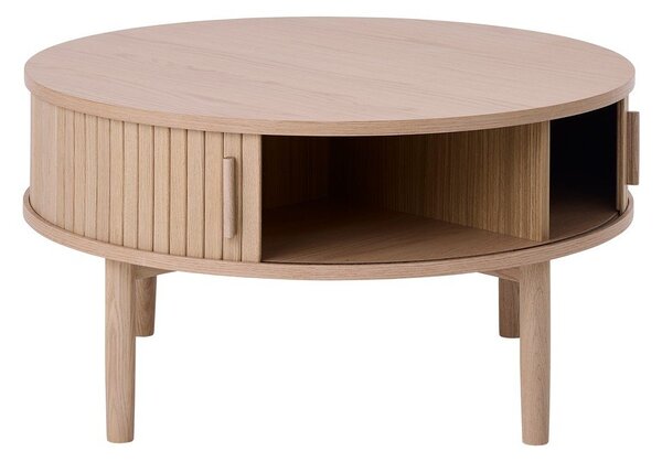 Világos natúr színű kerek dohányzóasztal, tölgyfa dekorral ø 85 cm Meta – Unique Furniture