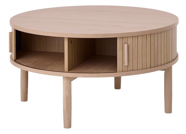 Világos natúr színű kerek dohányzóasztal, tölgyfa dekorral ø 85 cm Meta – Unique Furniture