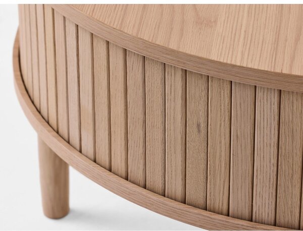 Világos natúr színű kerek dohányzóasztal, tölgyfa dekorral ø 85 cm Meta – Unique Furniture