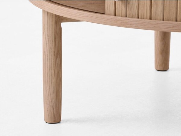 Világos natúr színű kerek dohányzóasztal, tölgyfa dekorral ø 85 cm Meta – Unique Furniture