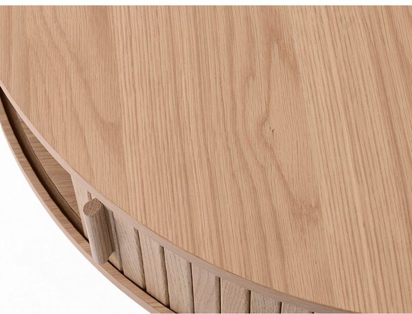 Világos natúr színű kerek dohányzóasztal, tölgyfa dekorral ø 85 cm Meta – Unique Furniture