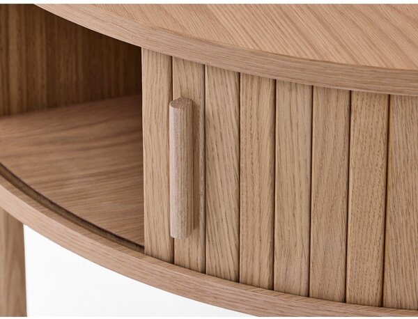 Világos natúr színű kerek dohányzóasztal, tölgyfa dekorral ø 85 cm Meta – Unique Furniture