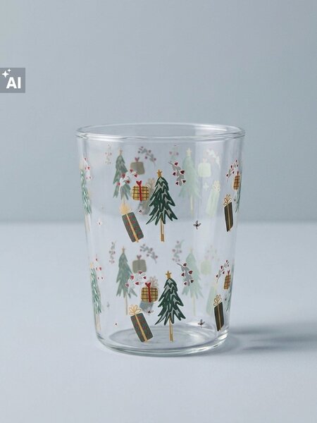 Sinsay - Poharak karácsonyfa- és ajándékmintával 2 pack - bézs