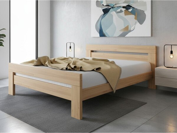 Natúr színű bükkfa franciaágy ágyráccsal 180x200 cm Fiorentino – B.E.S