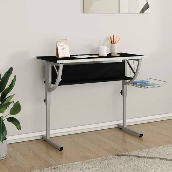 VidaXL fekete-szürke szerelt fa és acél íróasztal 110x53x(58-87) cm