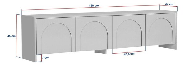 Krémszínű TV-állvány 180x45x32 cm Aurelia – Kalune Design