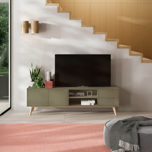 Zöld matt TV-állvány 180x53x40 cm Campus – Marckeric