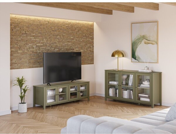Zöld borovi fenyő tálalószekrény 142x80x40 cm Alessandra – Marckeric
