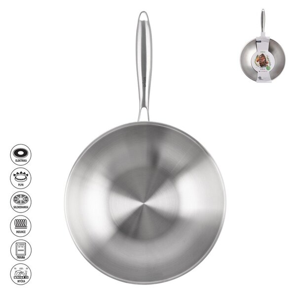 Wok rozsdamentes acél serpenyő ø 30 cm Steela – Orion