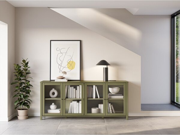 Zöld borovi fenyő tálalószekrény 186x80x40 cm Alessandra – Marckeric