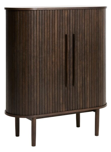 Sötét natúr színű szekrény tolóajtóval, tölgyfa dekorral 100x118x40 cm Meta – Unique Furniture