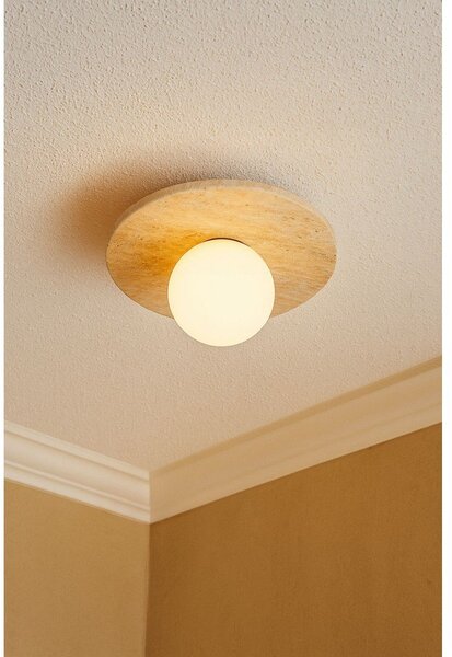 Bézs kő mennyezeti lámpa üveg búrával ø 12 cm Hilde – Opviq lights