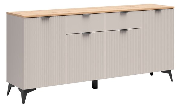 Komód Ruvmeli 111, Laminált forgácslap, 82x180x41cm, Kasmír, Artisan tölgy