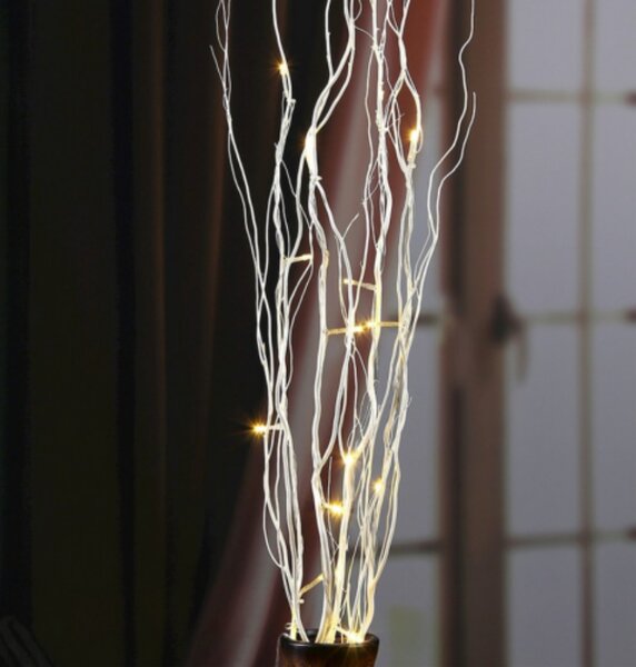 12 LED-es világító ezüst színű sakura fűzfa ágak, 40 cm