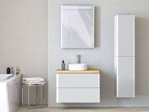 Mereo, Mereo Siena, fürdőszobaszekrény 80 cm, fényes fehér, MER-CN411S
