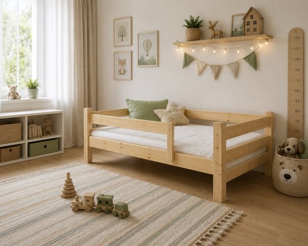 JAKS Miki 80×160 cm tömör fenyőfa gyerekágy – természetes fenyő