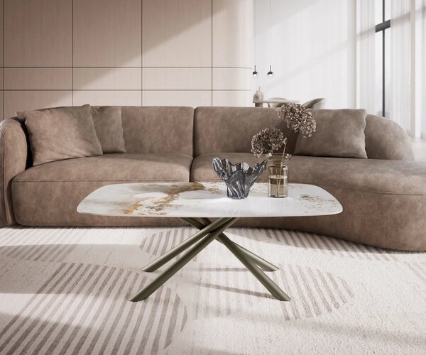 DELIFE Dohányzóasztal Edge hajóformájú 120x70 cm kerámia Minas Melange Sarity fém titán színű effektfinish