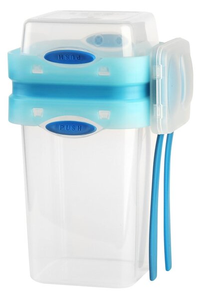 Kétrészes kék ételes doboz evőeszközökkel, 650 ml + 230 ml - Vialli Design