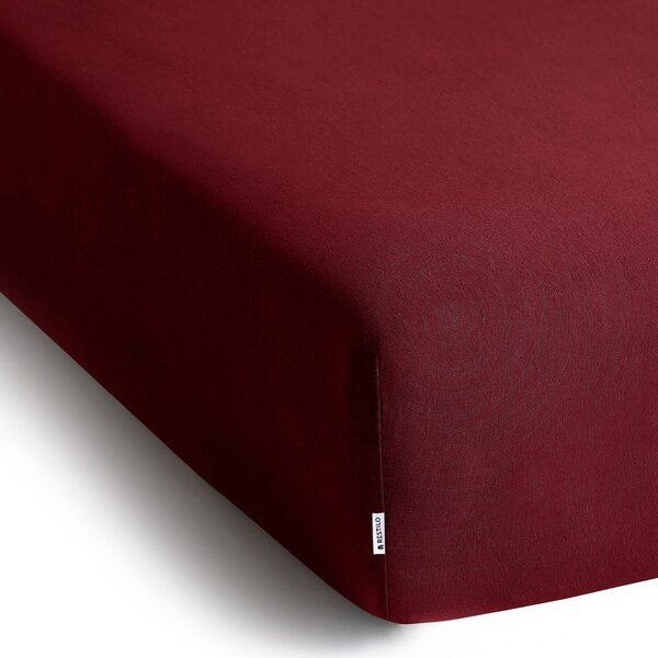 Borvörös gumis jersey lepedő 180x200 cm Amber – Restilo
