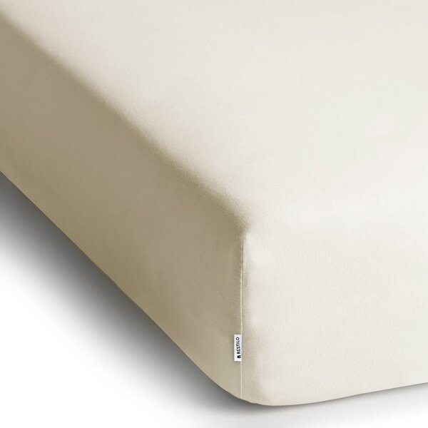 Fehér-krémszínű gumis jersey lepedő 180x200 cm Amber – Restilo