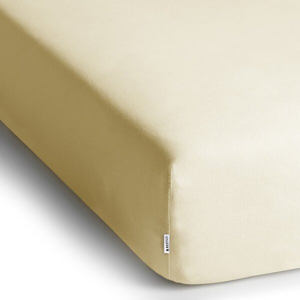 Krémszínű gumis jersey lepedő 160x200 cm Amber – Restilo
