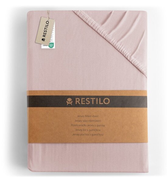 Világos rózsaszín gumis jersey lepedő 90x200 cm Amber – Restilo