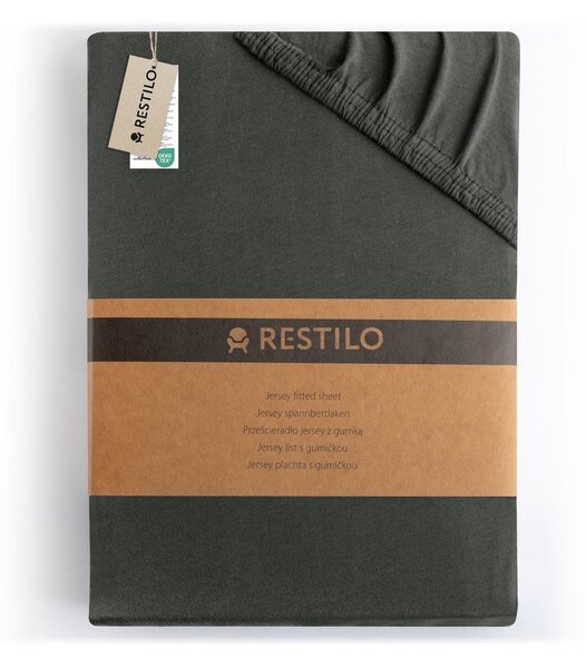 Sötétszürke gumis jersey lepedő 90x200 cm Amber – Restilo
