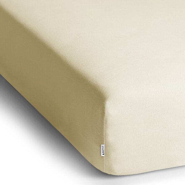 Bézs gumis jersey lepedő 90x200 cm Amber – Restilo