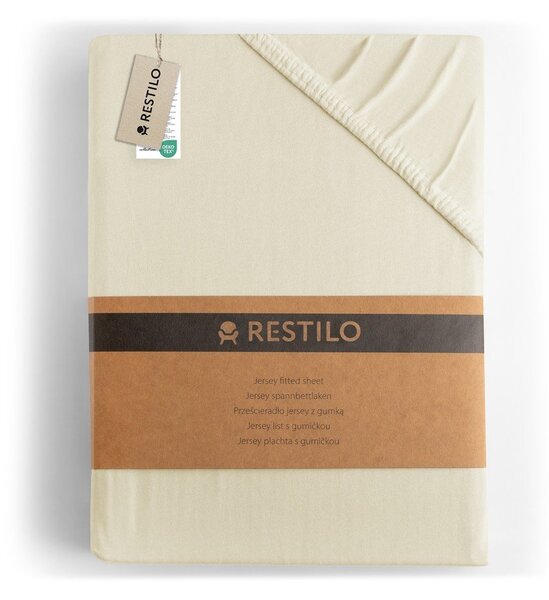 Bézs gumis jersey lepedő 90x200 cm Amber – Restilo