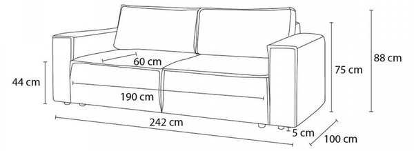 Szürkésbarna kordbársony kinyitható kanapé 245 cm Nihad – Bobochic Paris