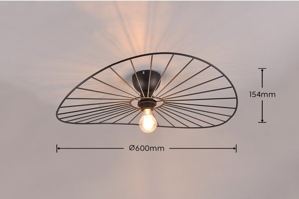 Matt fekete mennyezeti lámpa ø 60 cm Chapeau – Reality