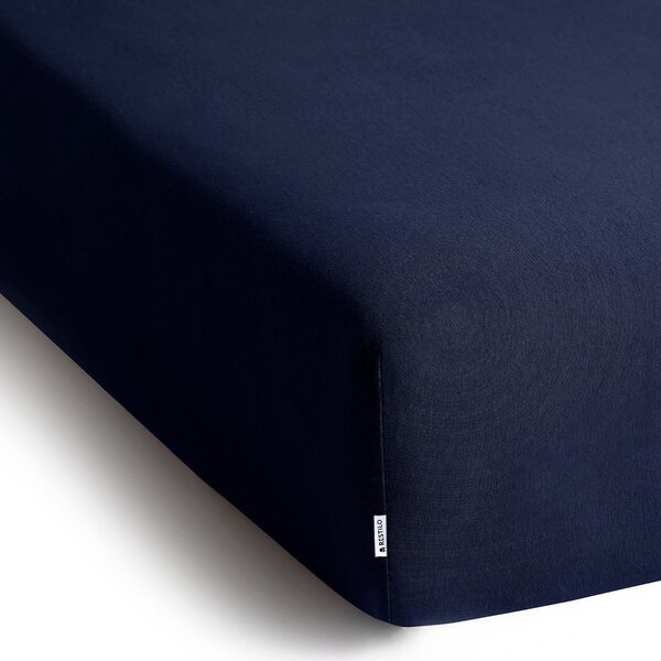 Sötétkék gumis jersey lepedő 140x200 cm Amber – Restilo
