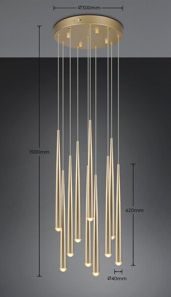 Aranyszínű LED függőlámpa ø 30 cm Cala – Trio Select