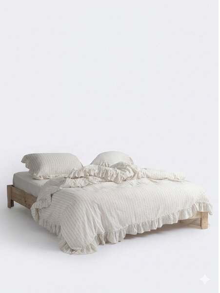 Bézs kétszemélyes-hosszabbított renforcé pamut ágyneműhuzat 240x220 cm Amalia Striped – Mila Home Luxury