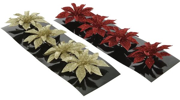 Karácsonyi csillag dísz 8 cm – piros-arany, faágra, ablakba