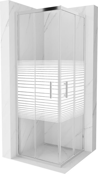 Mexen RIO - Négyzet alakú zuhanykabin 70x70 cm, átlátszó / csíkok, 860-070-070-01-20