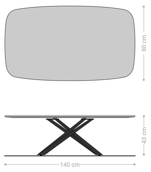 DELIFE Dohányzóasztal Edge hajóformájú 140x80 cm kerámia Minas Melange Sarity fém titán színű effektfinish